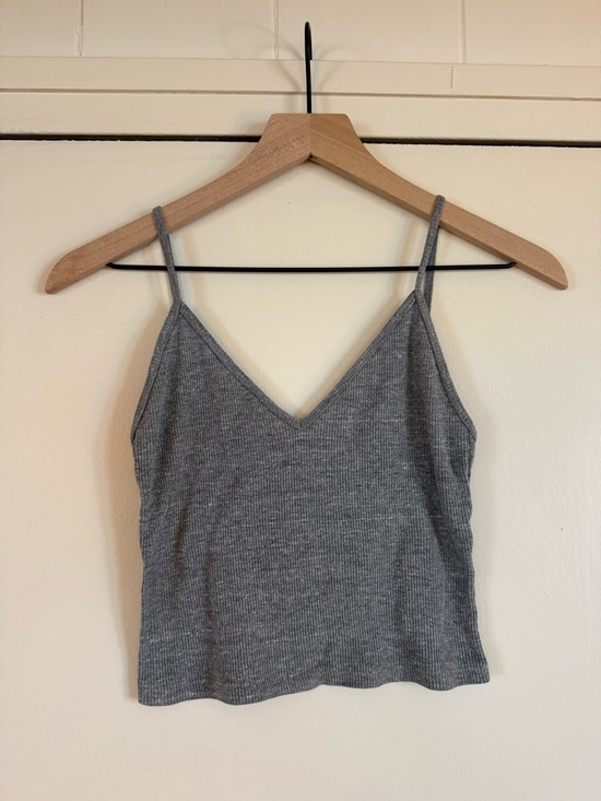 Brandy Melville Tops - Brandy Melville Ribbed V-Neck Spaghetti Strap Tank Top - Gray